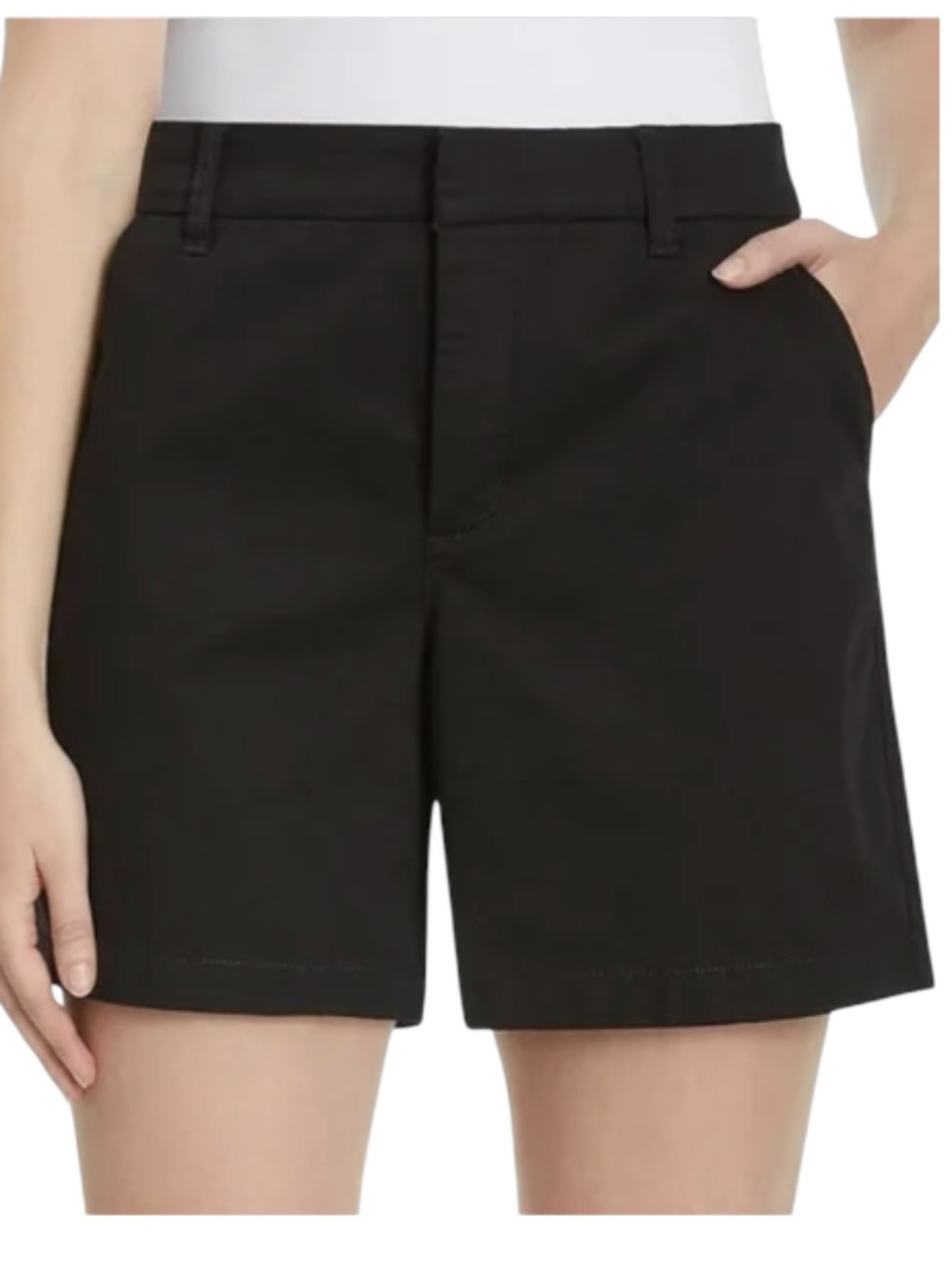 Gloria Vanderbilt Womens Black High Rise Cotton Chino Short 12